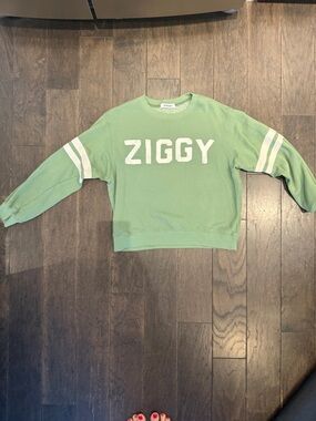 Daydreamer Ziggy Green Crewneck Sweatshirt with White Sleeve Stripes